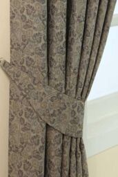 Homescapes Vintage Floral Jacquard Curtain Tie Back Pair in Grey - thumbnail 1