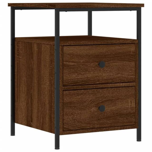 Berkfield Home Bedside Cabinet Brown Oak 44x45x60 cm Engineered Wood - Size: 44 x 45 x 60 cm - image 1