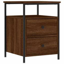Berkfield Home Bedside Cabinet Brown Oak 44x45x60 cm Engineered Wood - Size: 44 x 45 x 60 cm - thumbnail 1