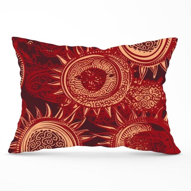 Warren Reed - Designer Abstract Red Moon & Sun Cushions - Size: 60 cm x 60 cm - image 1