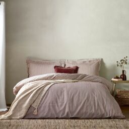 Yard Hebden Striped 100% Cotton Duvet Cover Set in Dark Red - Size: King