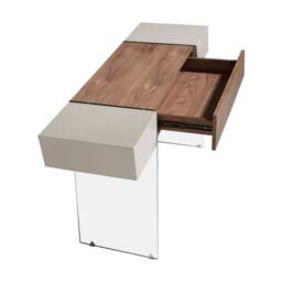Angel Cerda Walnut & Grey Console Table with Tempered Glass Legs in Pale Grey - thumbnail 5