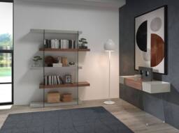 Angel Cerda Walnut & Grey Console Table with Tempered Glass Legs in Pale Grey - thumbnail 6