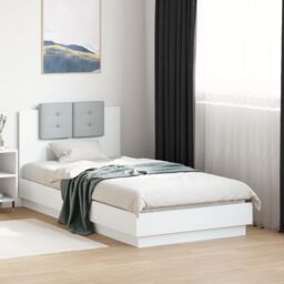 Berkfield Home Bed Frame with LED without Mattress White 75x190 cm Small Single - thumbnail 1