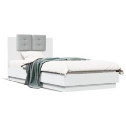 Berkfield Home Bed Frame with LED without Mattress White 75x190 cm Small Single - thumbnail 5