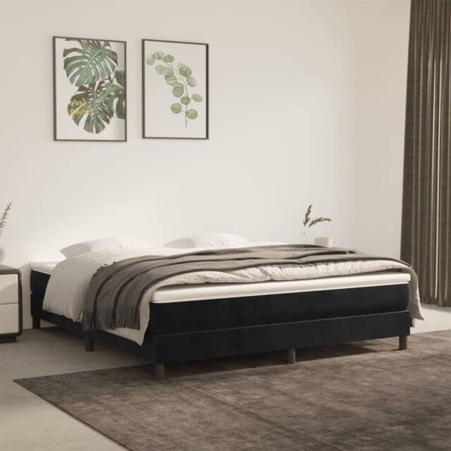Berkfield Home Box Spring Bed Frame Black 180x200 cm Super King Velvet - image 1