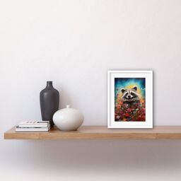 Artery8 Wall Art Print Gleeful Racoon Quirky Portrait Spring Makes Everything Better Oil Painting Kids Bedroom Blooming Wildflower Meadow Artwork - thumbnail 2