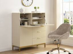 Vente-unique Writing Bureau With 2 Doors & 3 Drawers - MDF & Metal - Beige