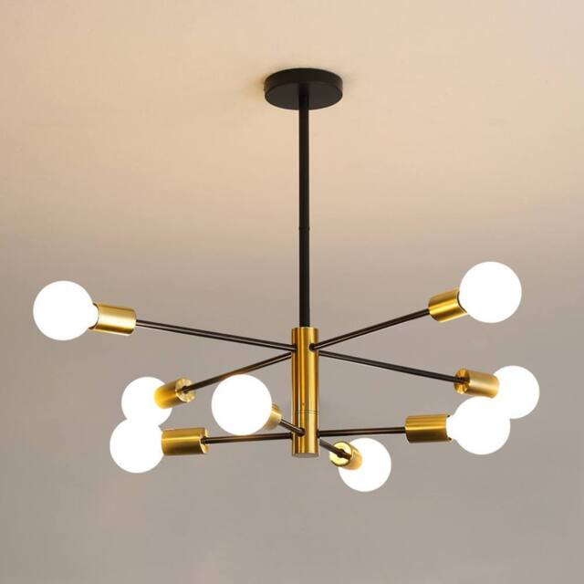 COMELY Sputnik Ceiling Lights, 8 Lights Industrial Chandelier E27, Black Gold - image 1