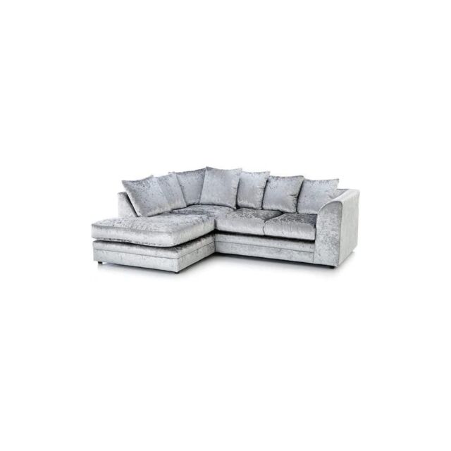 LUXURY LIFE Dylan Crushed Velvet Fabric Left Hand Facing Corner Sofa in Silver - image 1