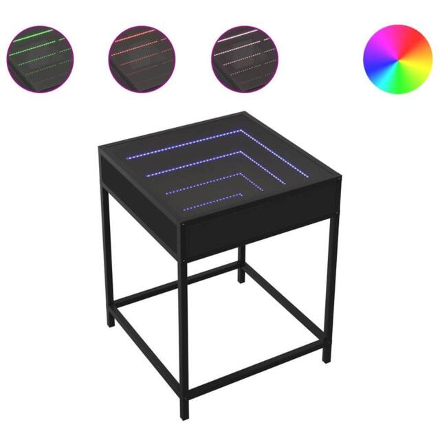 Berkfield Home Bedside Table with Infinity LED Black 40x40x51 cm - Size: 40 x 40 x 51 cm - image 1