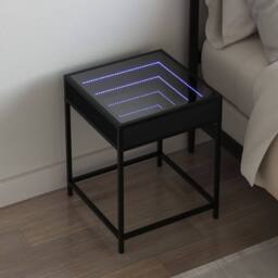 Berkfield Home Bedside Table with Infinity LED Black 40x40x51 cm - Size: 40 x 40 x 51 cm - thumbnail 2