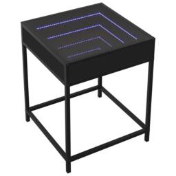 Berkfield Home Bedside Table with Infinity LED Black 40x40x51 cm - Size: 40 x 40 x 51 cm - thumbnail 3