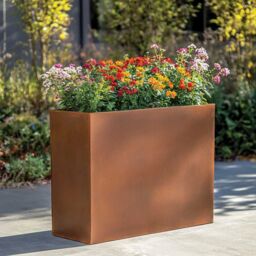 Woven Wood 90cm Long Zinc Galvanised Copper 60cm Tall Trough Planter - thumbnail 3