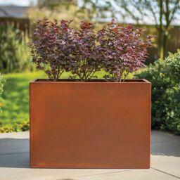 Woven Wood 90cm Long Zinc Galvanised Copper 60cm Tall Trough Planter - thumbnail 6