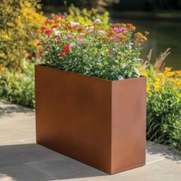 Woven Wood 90cm Long Zinc Galvanised Copper 60cm Tall Trough Planter - thumbnail 4