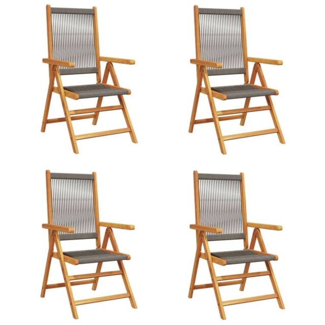 Berkfield Home Reclining Garden Chairs 4 pcs Grey Solid Wood Acacia - image 1
