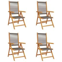 Berkfield Home Reclining Garden Chairs 4 pcs Grey Solid Wood Acacia - thumbnail 1