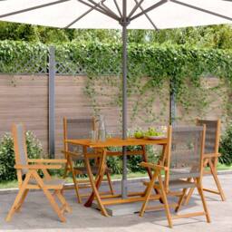 Berkfield Home Reclining Garden Chairs 4 pcs Grey Solid Wood Acacia - thumbnail 2