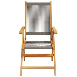 Berkfield Home Reclining Garden Chairs 4 pcs Grey Solid Wood Acacia - thumbnail 4