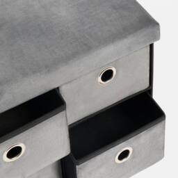OHS 4 Drawer Matte Velvet Ottoman Storage Cube Chest Shoe Organiser in Charcoal - thumbnail 5