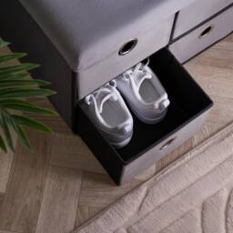 OHS 4 Drawer Matte Velvet Ottoman Storage Cube Chest Shoe Organiser in Charcoal - thumbnail 2