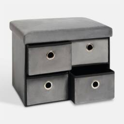 OHS 4 Drawer Matte Velvet Ottoman Storage Cube Chest Shoe Organiser in Charcoal - thumbnail 4