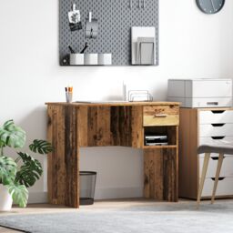 Berkfield Home Desk with Storage Old Wood 90x49.5x75 cm Engineered wood in Brown - thumbnail 1