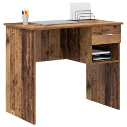 Berkfield Home Desk with Storage Old Wood 90x49.5x75 cm Engineered wood in Brown - thumbnail 3