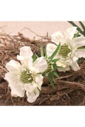 KDMD White Scabiosa Spray 75cm Artificial Flowers - thumbnail 2