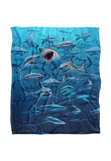JQ Licensing Royce Mcclure Wish You Were Here Great White Sharks Silky Touch Super Soft Throw Blanket 152 X 127 cm - image 1