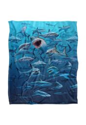 JQ Licensing Royce Mcclure Wish You Were Here Great White Sharks Silky Touch Super Soft Throw Blanket 152 X 127 cm - thumbnail 1