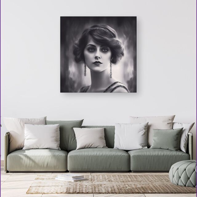 Warren Reed - Designer Edwardian Showgirl Canvas in Black - Size: w40 inch x h40 inch - image 1