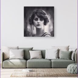 Warren Reed - Designer Edwardian Showgirl Canvas in Black - Size: w40 inch x h40 inch - thumbnail 1