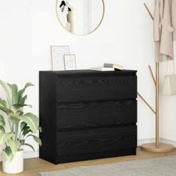 Berkfield Home Sideboard Black Oak 80x35x76 cm Engineered Wood - Size: 80 x 35 x 76 cm - thumbnail 2