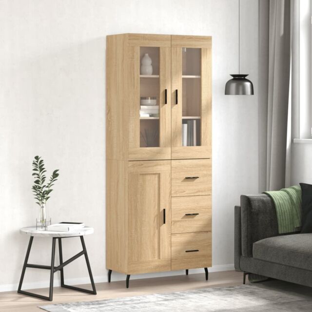Berkfield Home Highboard Sonoma Oak 69.5x34x180 cm Engineered Wood in Brown - image 1