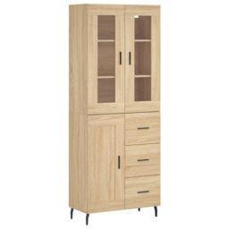 Berkfield Home Highboard Sonoma Oak 69.5x34x180 cm Engineered Wood in Brown - thumbnail 2