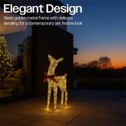 mysmartbuy 74 cm Gold Rattan Deer - 250 Warm White LEDs, 5 m Cable, Transformer - thumbnail 4