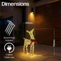 mysmartbuy 74 cm Gold Rattan Deer - 250 Warm White LEDs, 5 m Cable, Transformer - thumbnail 2