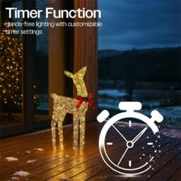 mysmartbuy 74 cm Gold Rattan Deer - 250 Warm White LEDs, 5 m Cable, Transformer - thumbnail 3