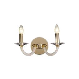 Netlighting Elena Wall Lamp Switched 2 Candle Light Gold Crystal - thumbnail 1