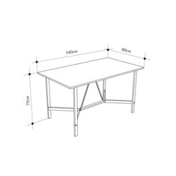 Decortie Dalma' Modern 6-Seater Rectangle Dining Table with Black Metal Legs 140cm in Natural - Size: 1 Pack - thumbnail 5