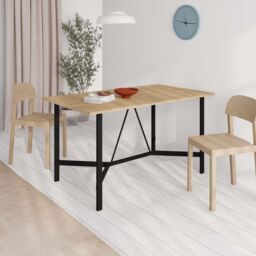Decortie Dalma' Modern 6-Seater Rectangle Dining Table with Black Metal Legs 140cm in Natural - Size: 1 Pack - thumbnail 1