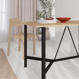 Decortie Dalma' Modern 6-Seater Rectangle Dining Table with Black Metal Legs 140cm in Natural - Size: 1 Pack - thumbnail 3
