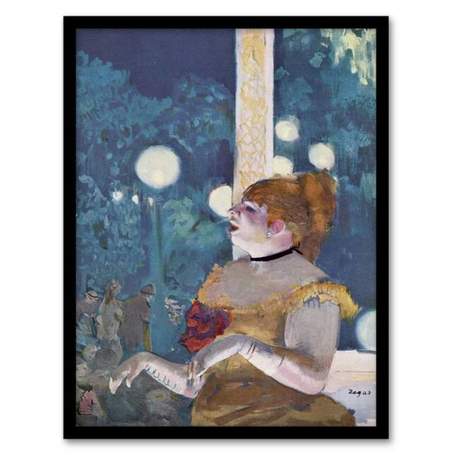 "Artery8 Cafe Concert Song of the Dog Edgar Degas Vintage Framed Wall Art Print in Blue - Size: W12"" x H16""" - image 1