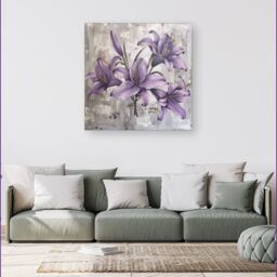 Warren Reed - Designer Purple Lilies In Bloom Canvas - Size: w40 inch x h40 inch - thumbnail 1