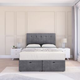 Sloomy Highbury Coniston Ottoman Bed End Opening With Sprung Memory Mattress & 26 Inch strut Headboard in Dark Grey - Size: King - thumbnail 2