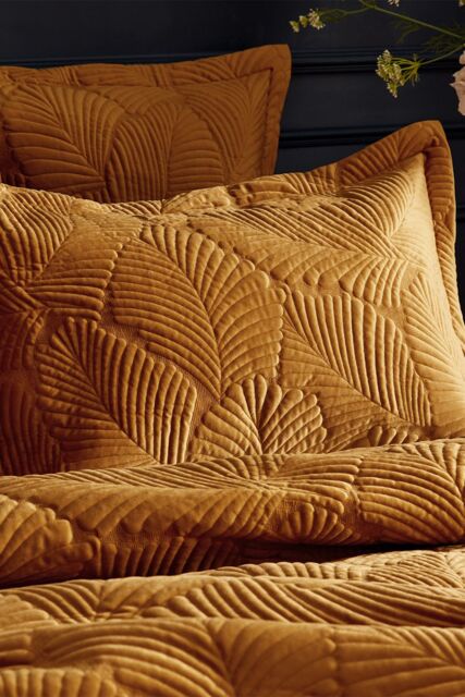 Paoletti Palmeria Quilted Velvet Pillowcase in Gold - image 1