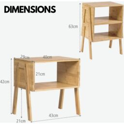 Rafaelo Mobilia Set Of 2 Bamboo Stackable Bedside Tables in Brown - thumbnail 6
