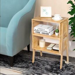 Rafaelo Mobilia Set Of 2 Bamboo Stackable Bedside Tables in Brown - thumbnail 3